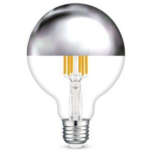 Ampoule LED tête miroir E27 Capella G95 argent 8W 2700K dimmable