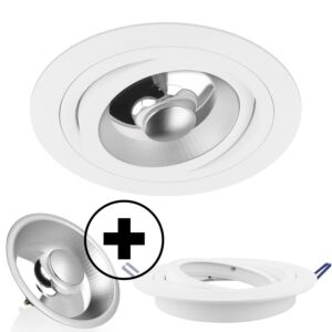 GU10 Pegasi AR111 12W 2700K dimmable + Venezia AR111 rond blanc