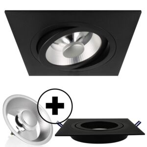 GU10 Pegasi AR111 12W 2700K dimmable + Venezia carré noir orientable 