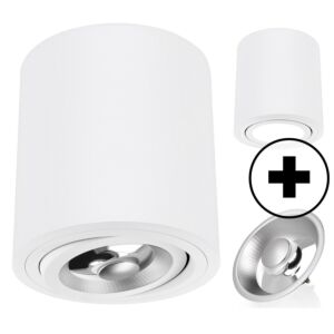 GU10 Pegasi AR111 12W 2700K dimmable + Roma Ronde orientable blanc