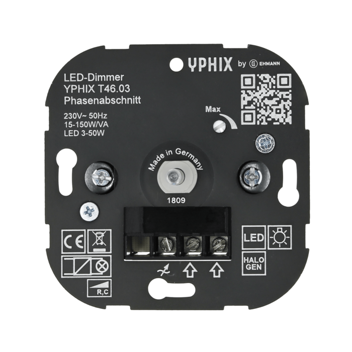 Variateur LED 230 V, à contrôle de phase inversé, encastré, 50 W, convient  à toutes les marques connues de cadres