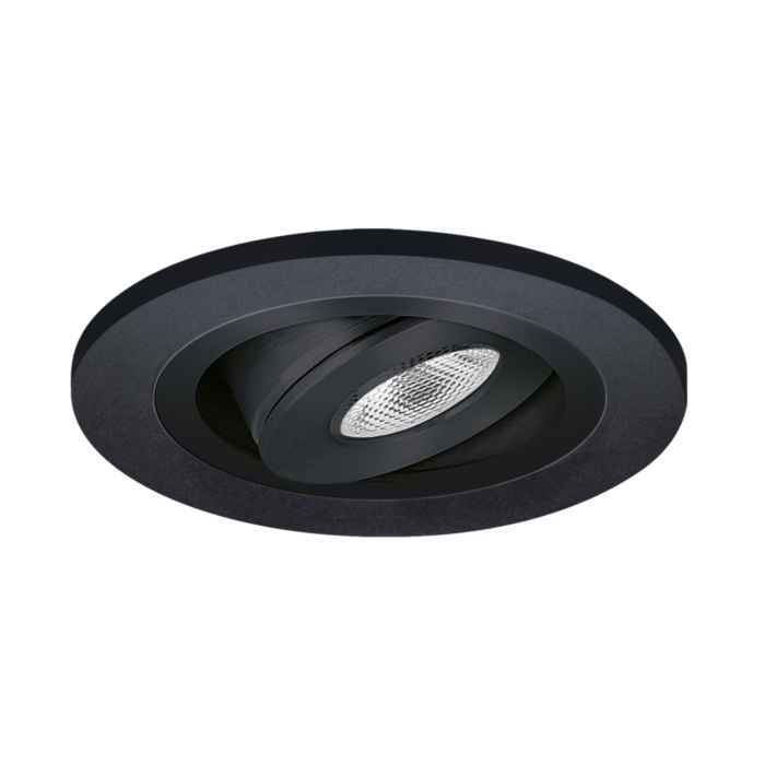 Spot LED encastrable Alba extra plat carré 3W 2700K noir IP65 dimmable  orientable